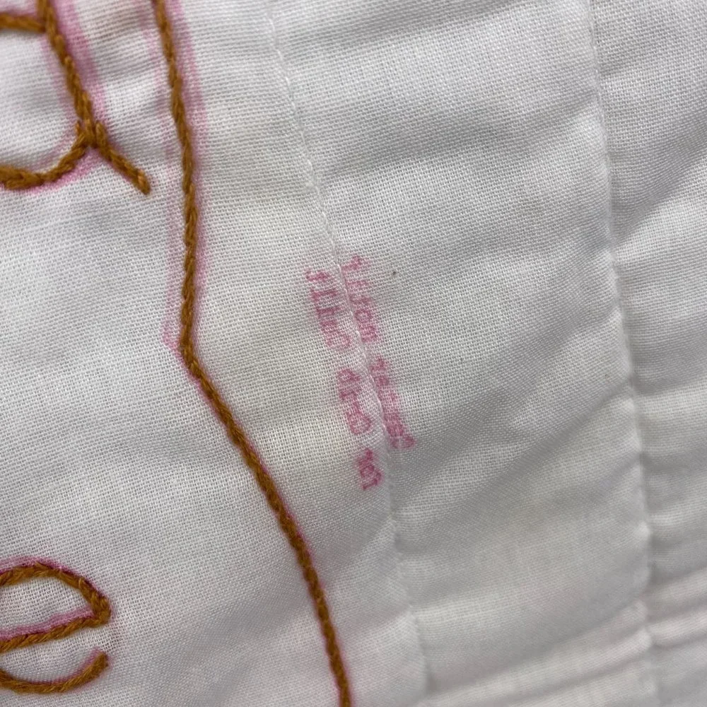 Angel embroidered baby crib quilt‎ blanket unfinished?? satin trim